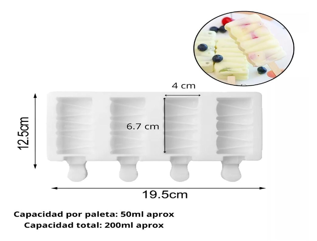 Set X4 Moldes De Silicona Para Helados Molde Helado Pale419-2