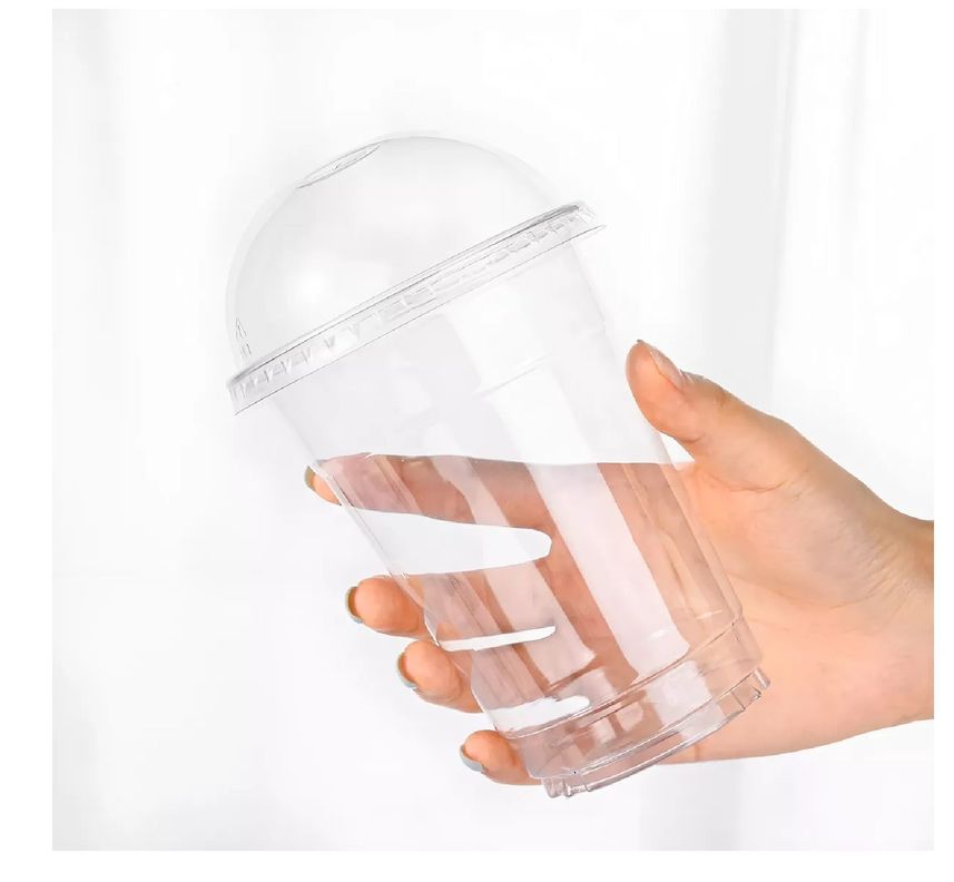 100 Vasos Plasticos Desechables Vaso Tapa Domo Sin Hoyo 20oz-3