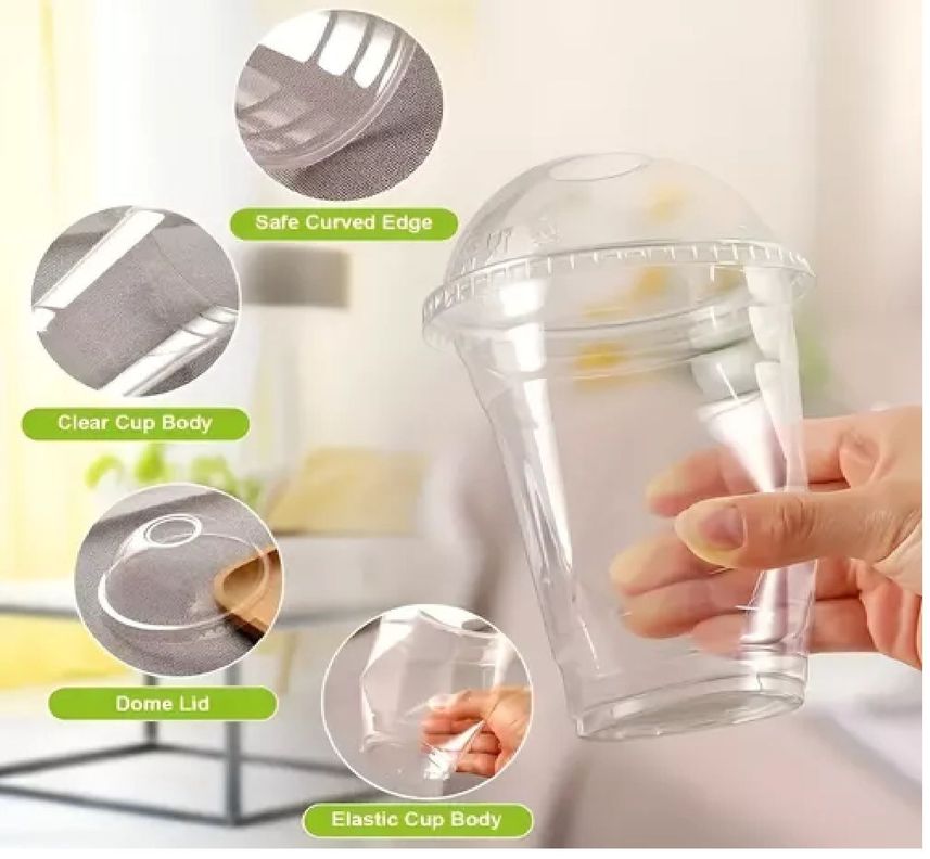 100 Vasos Plasticos Desechables Vaso Tapa Domo Sin Hoyo 20oz-4