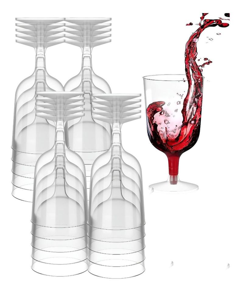 40 Copas De Vino Copa Acrilico Copa Plastico Copas 6oz/177ml Transparente Blanco