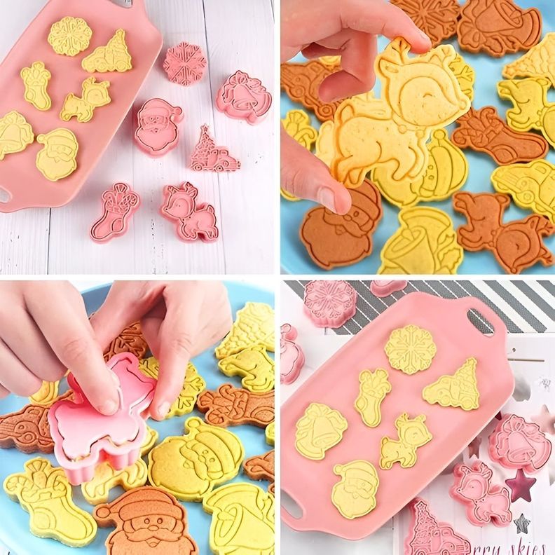 Cortadores De Galletas Navidad Moldes De Galletas 3d 6pcs-5