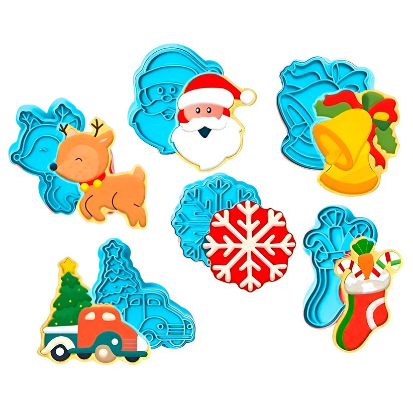 Cortadores De Galletas Navidad Moldes De Galletas 3d 6pcs-0