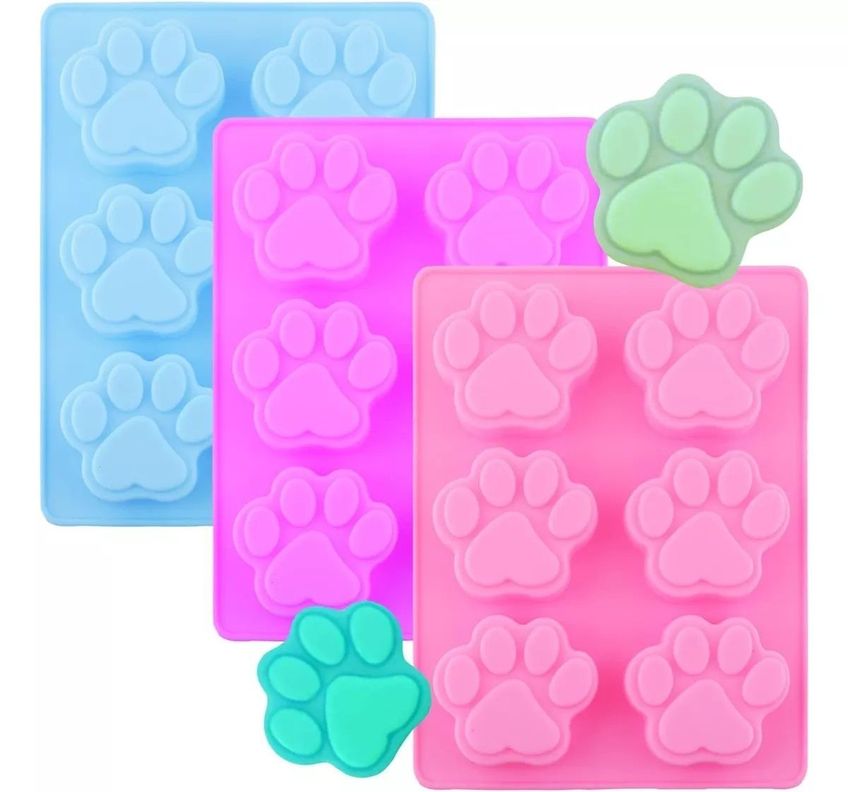 3 Molde Silicona Huella Moldes De Silicona Mascota Pata 6cav-0