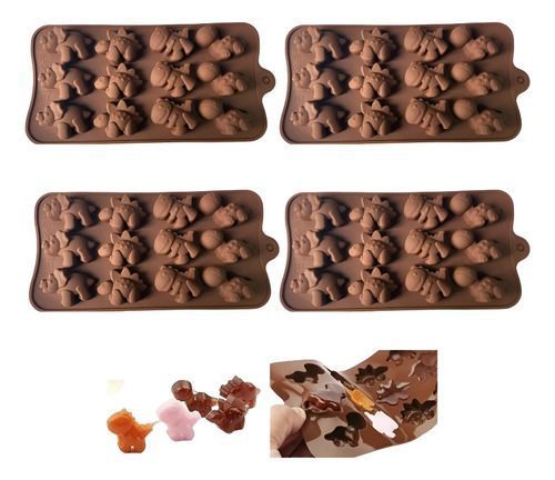 Pack X4 Moldes De Chocolate Dino Molde Chocolate Dinosaurios-4