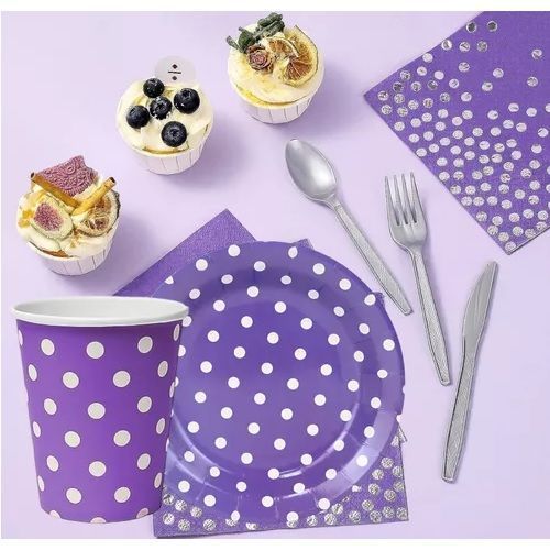 10 Vasos Desechables Decoración Cumpleaños Morado-4