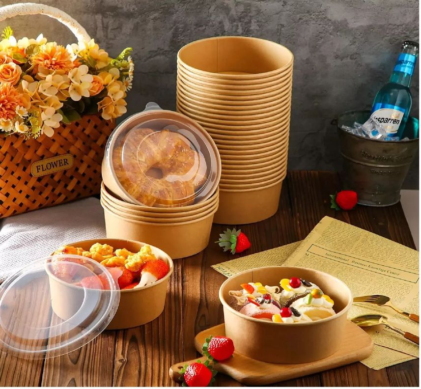 200 Bowls Plastico Bowl Con Tapa Bowl Kraft Envases 1300cc-1
