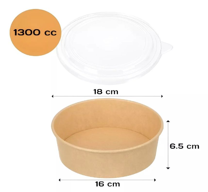 200 Bowls Plastico Bowl Con Tapa Bowl Kraft Envases 1300cc-2