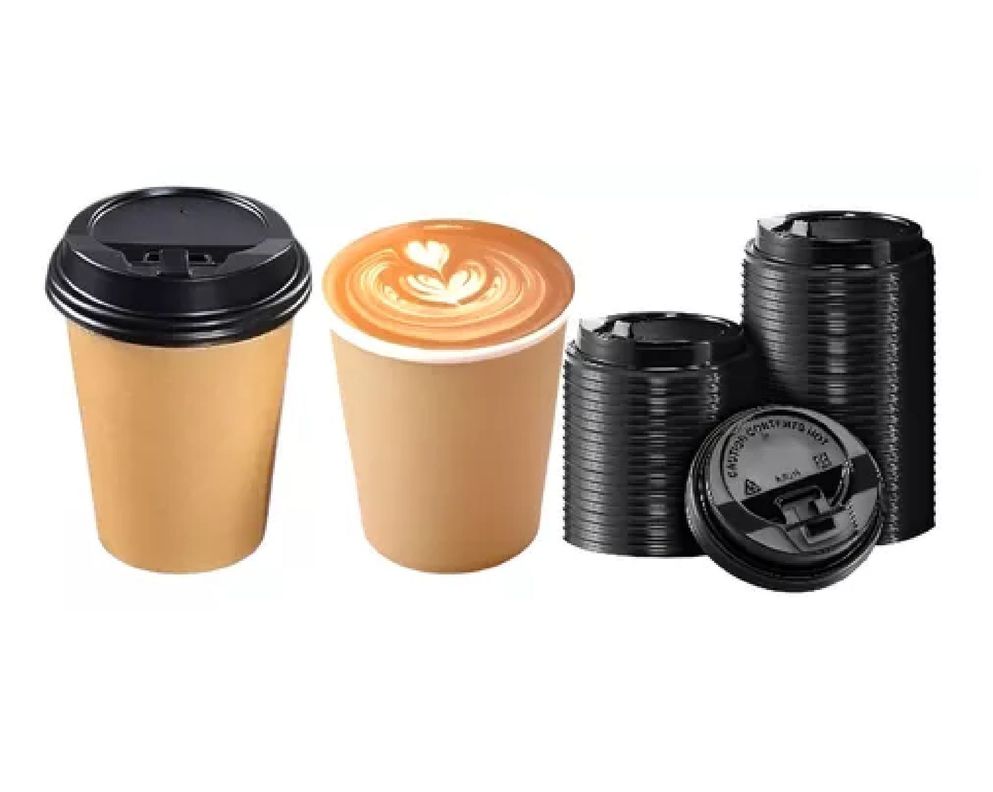 50 Vasos Para Cafe Vaso Kraft Vaso Polipapel Liso C/tapa 8oz-0