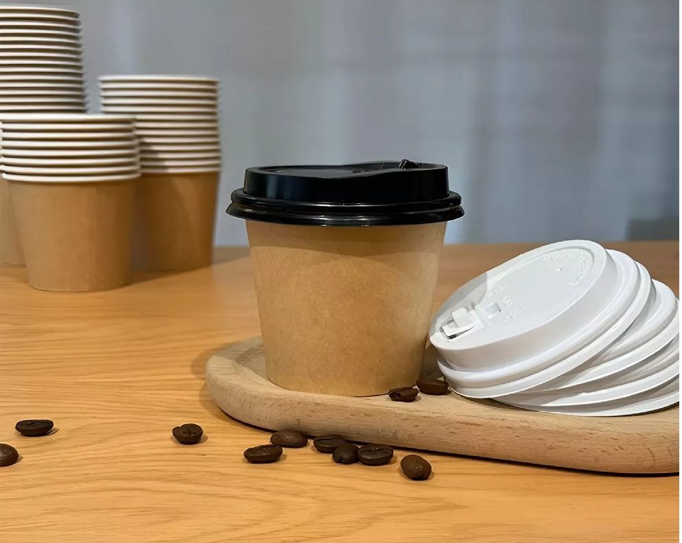 50 Vasos Para Cafe Vaso Kraft Vaso Polipapel Liso C/tapa 8oz-3
