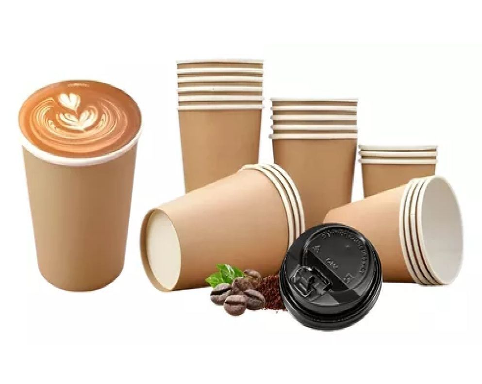 50 Vasos Para Cafe Vaso Kraft Vaso Polipapel Liso C/tapa 8oz-7