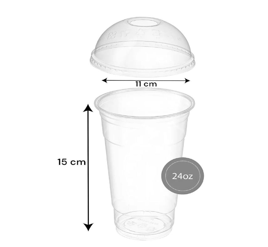 50 Vasos Plasticos Desechables Vaso Tapa Domo Con Hoyo 24oz-2