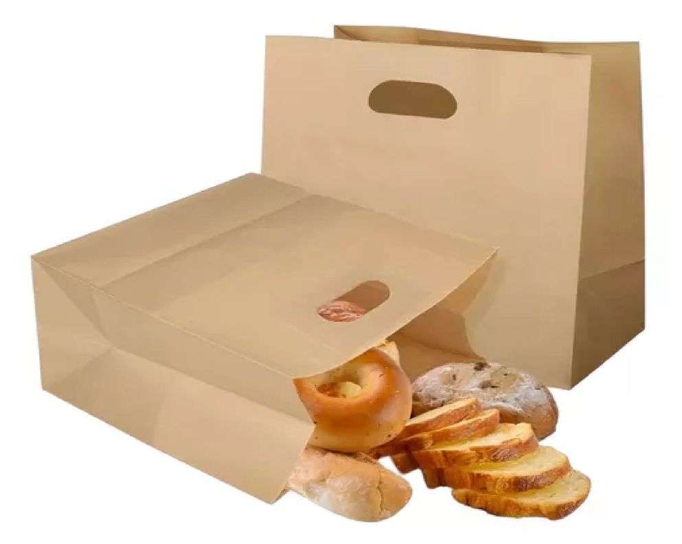 50 Bolsas Papel Bolsas Papel Kraft Bolsa Con Manilla 35x32cm-0