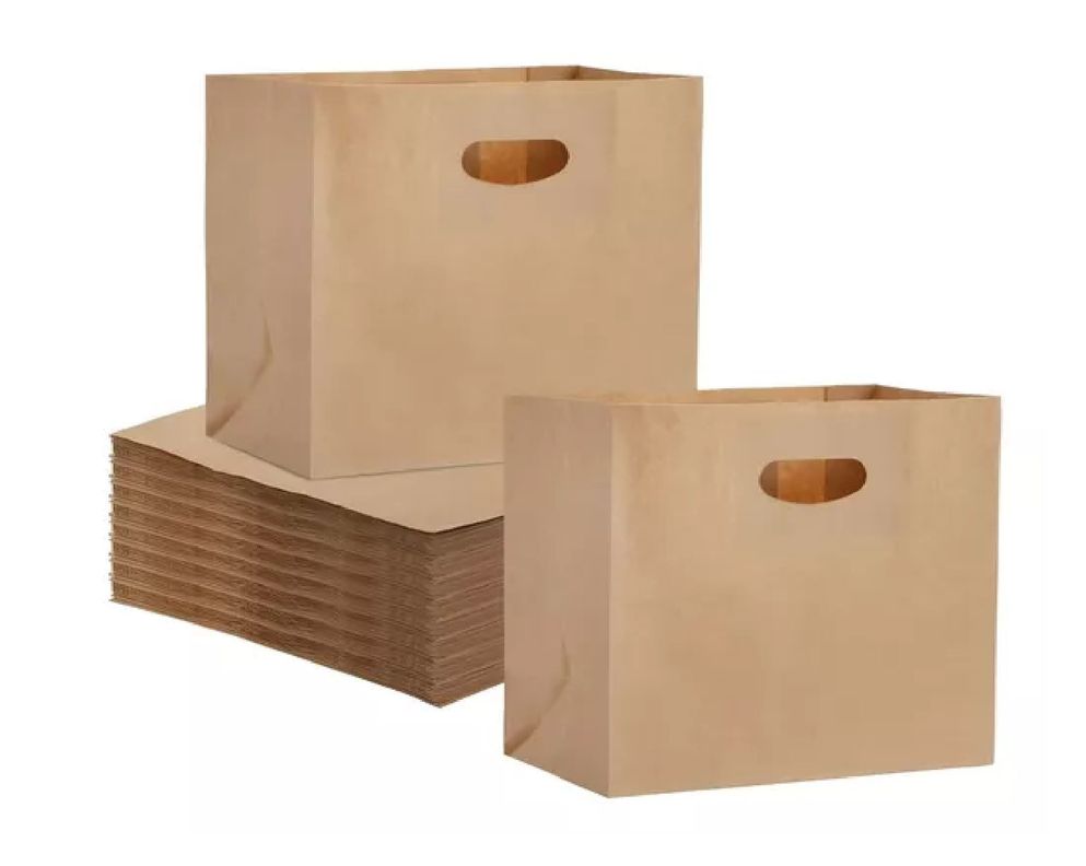 50 Bolsas Papel Bolsas Papel Kraft Bolsa Con Manilla 35x32cm-4