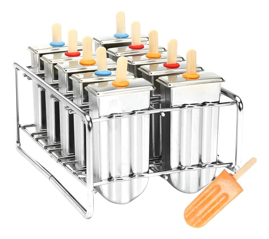 Molde Helados Moldes Reposteria Molde Helado Paletas 10cav Plateado
