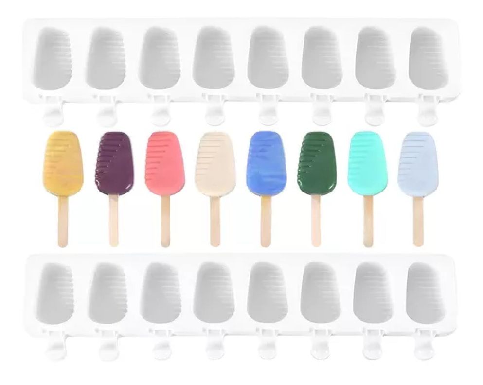 X2 Moldes De Silicona Para Helados Molde Helado Paletas 8cav-0