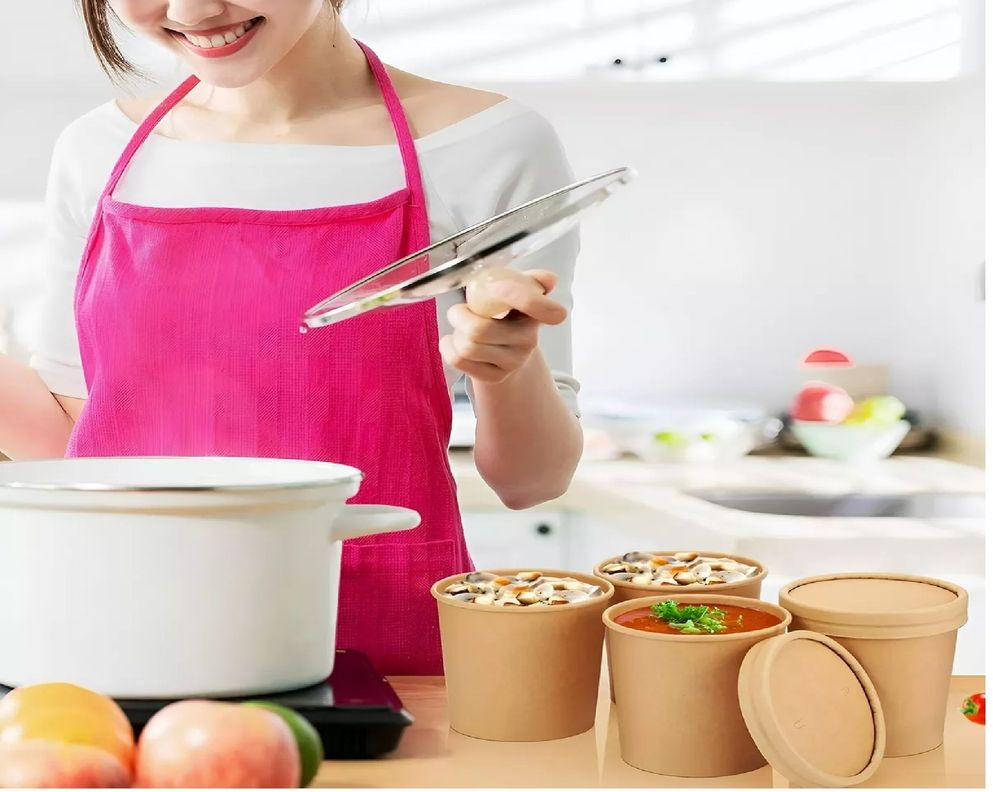 X25 Pote Sopa Contenedor De Alimentos Pote Kraft C/tapa 26oz-3