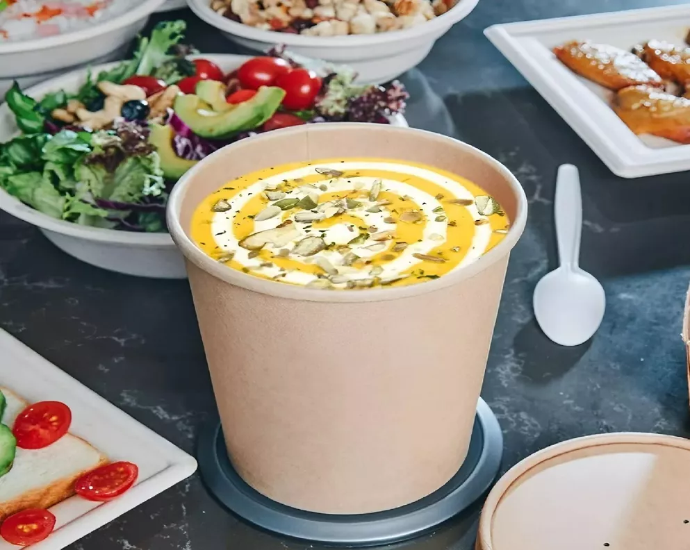 X25 Pote Sopa Contenedor De Alimentos Pote Kraft C/tapa 26oz-4