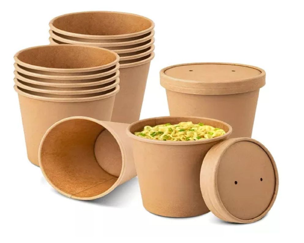 X25 Pote Sopa Contenedor De Alimentos Pote Kraft C/tapa 26oz-2