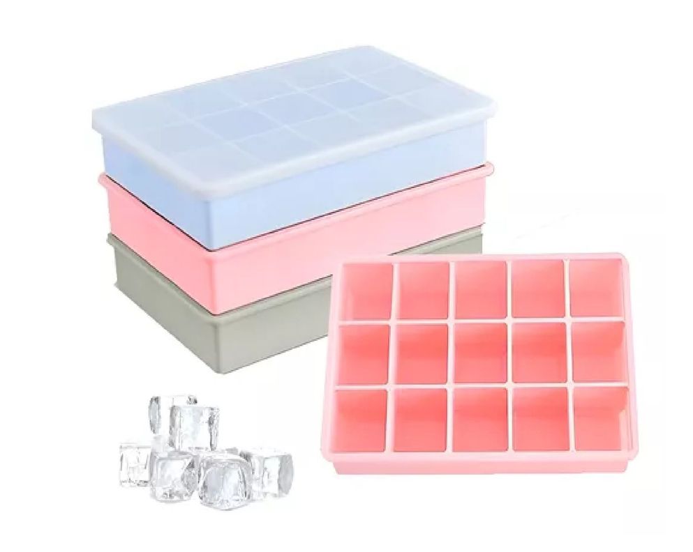 Pack X4 Cubetas De Hielo Cubetera Hielo Moldes C/tapa 15cav-0