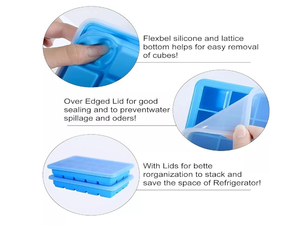 Pack X4 Cubetas De Hielo Cubetera Hielo Moldes C/tapa 15cav-3
