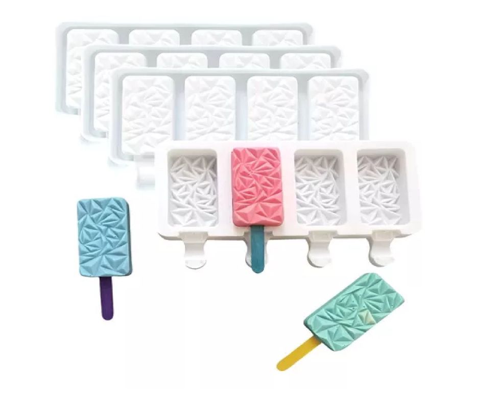 X4 Molde Helados Molde Paletas Moldes De Silicona Reposteria-0