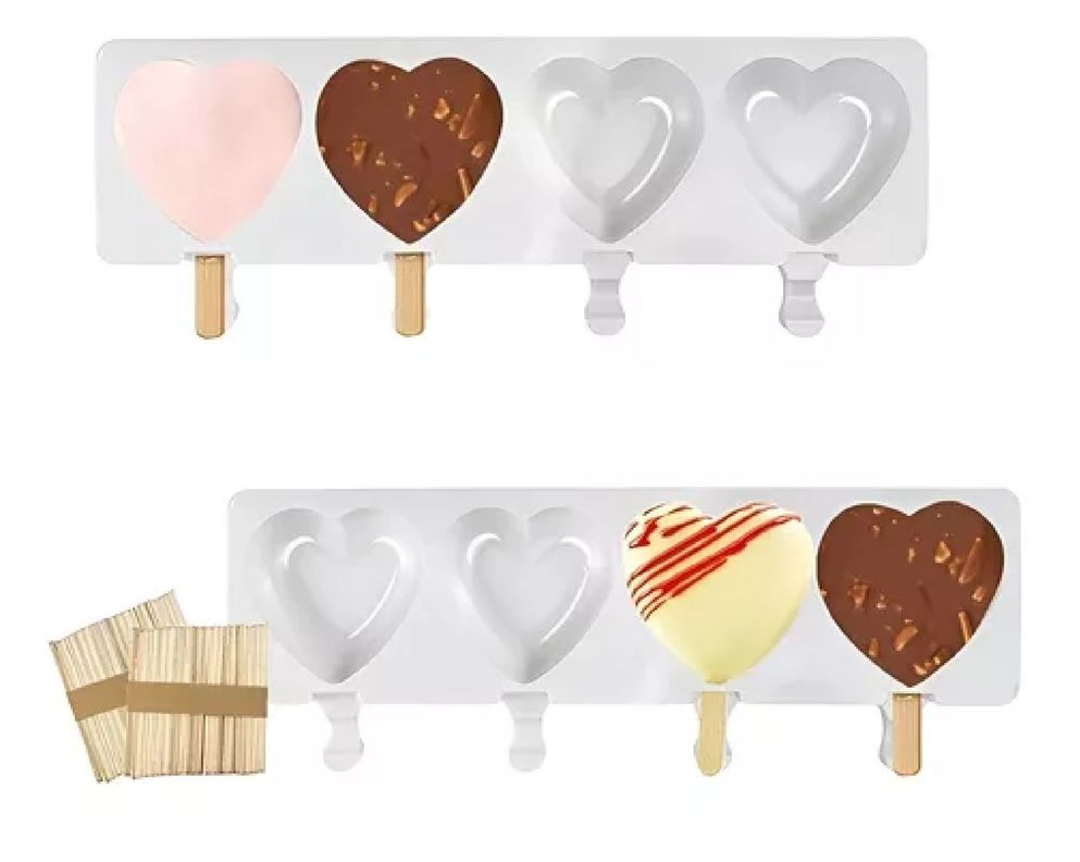 X2 Moldes Para Helados Molde De Silicona Para Helado Corazon-3