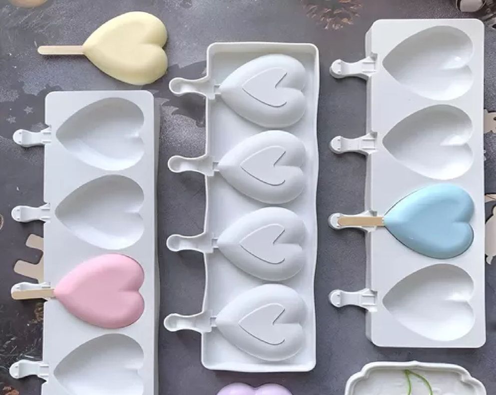 X2 Moldes Para Helados Molde De Silicona Para Helado Corazon-4