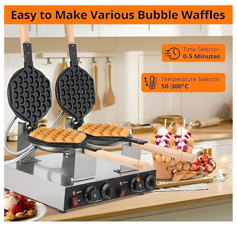 Waflera Doble Wuafleras Wafleras Con Formas Waffles Burbuja-6