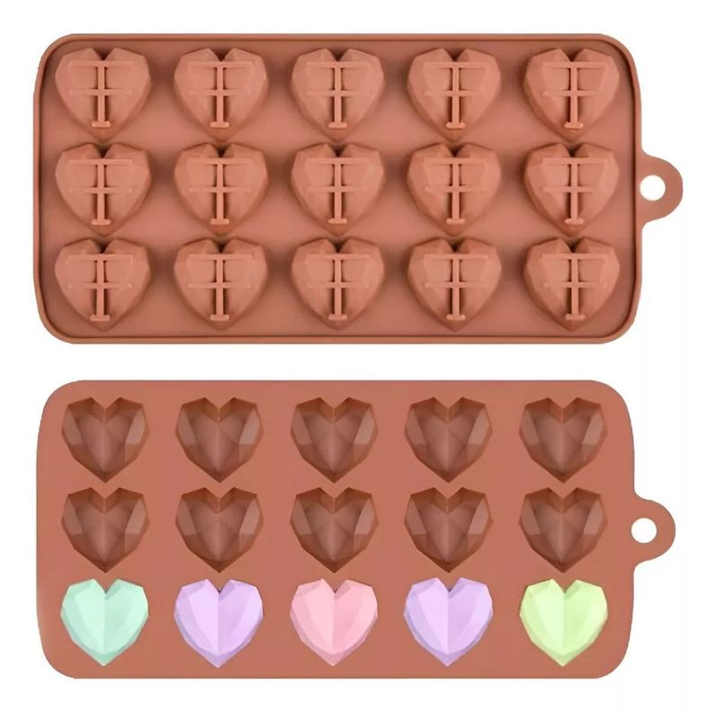 2 Moldes Mini Corazon Diamante Molde Corazón Geometrico 15-0