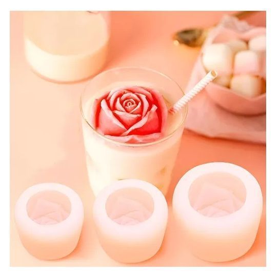 Molde Silicona Moldes Para Hacer Velas Molde Jabones Rosa 3d-4
