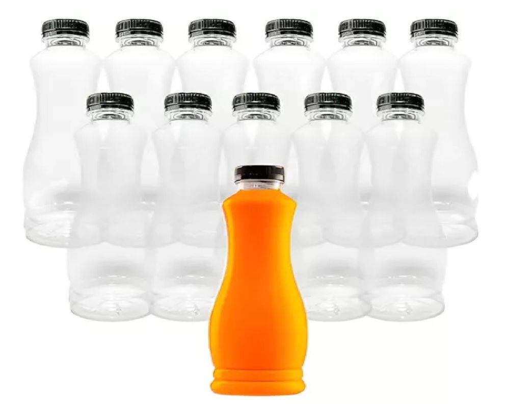 Set 12 Botellas Plasticas Transparentes Botella C/tapa 800ml-0