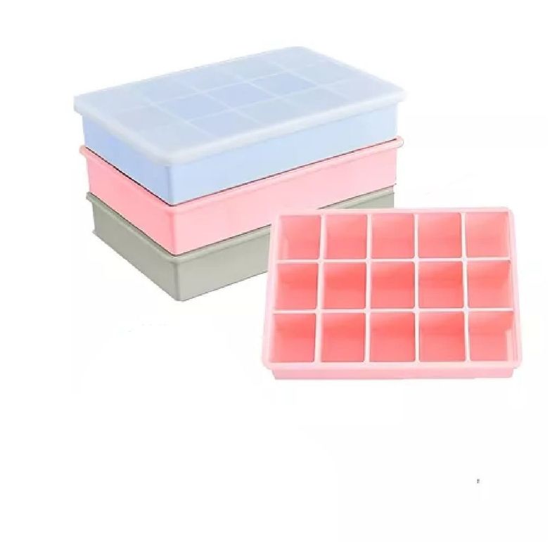 2 Cubetas Silicona Cubetera Silicona Cubetas Hielo C/tapa 15c-1