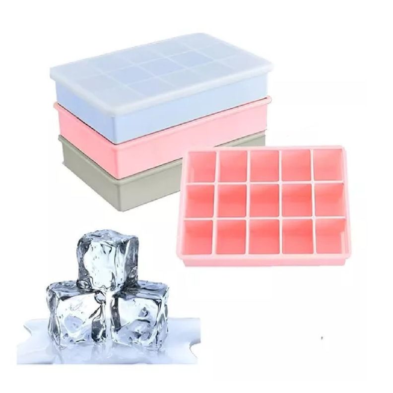 2 Cubetas Silicona Cubetera Silicona Cubetas Hielo C/tapa 15c-3