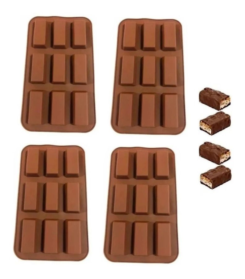 4 Moldes Silicona Chocolate Molde De Silicona Barra Cereal Marrón