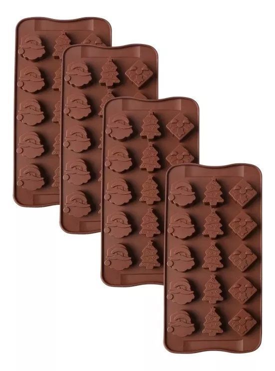 4 Moldes De Chocolate Molde De Silicona Molde De Navidad-0