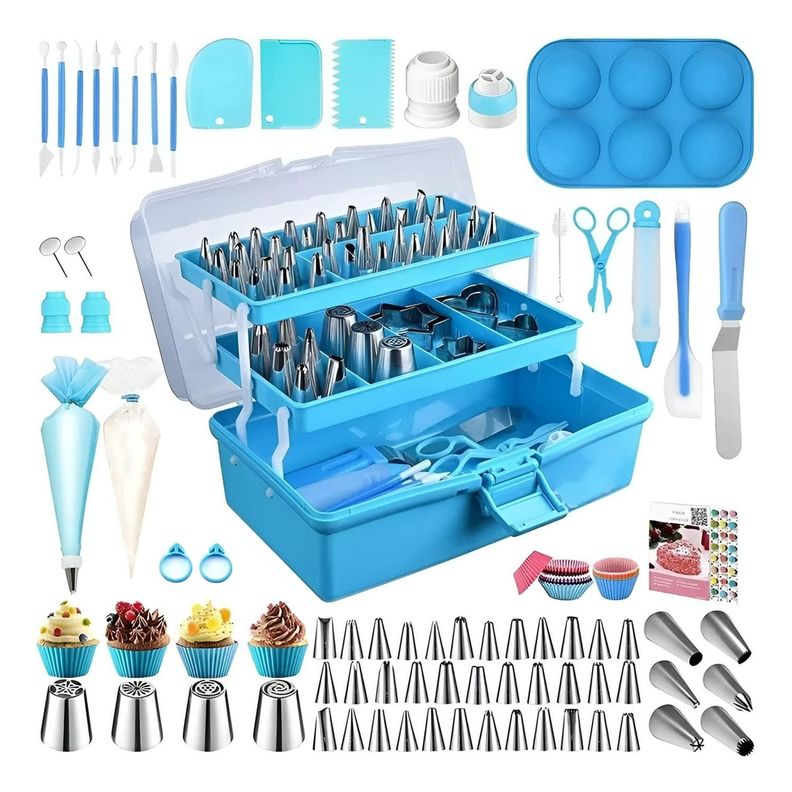 Set De Pasteleria Kit Decoracion Para Reposteria 236pcs Azul