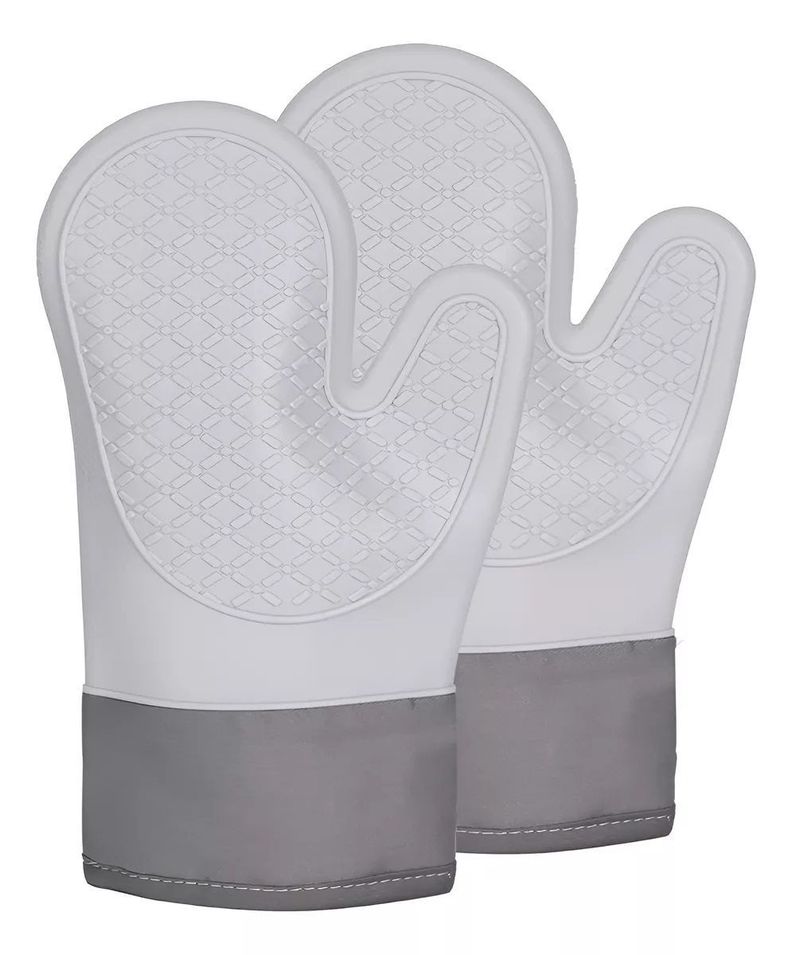 Pack X2 Guantes Silicona Para Horno Toma Olla Guante Cocina Gris-0