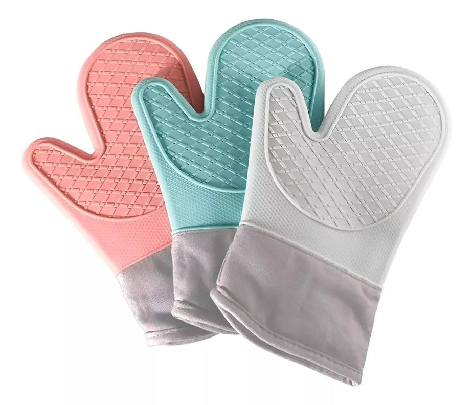 Pack X2 Guantes Silicona Para Horno Toma Olla Guante Cocina Gris-6