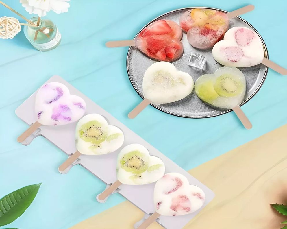 2 Moldes Silicona Reposteria Molde Helados Paletas Corazon-1