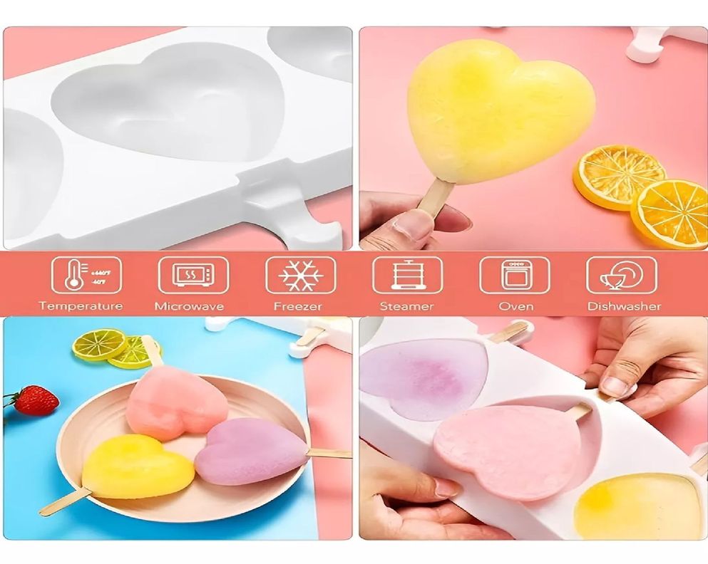 2 Moldes Silicona Reposteria Molde Helados Paletas Corazon-7