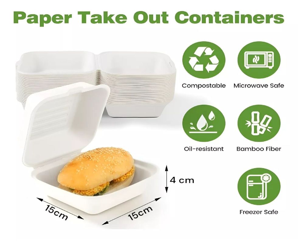 100 Envase Desechables Contenedor De Alimentos compostables-2