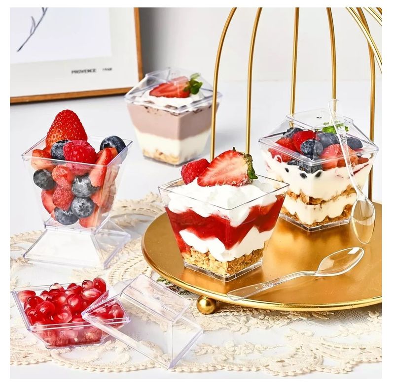 10 Vasos Para Postres Set De Vasos Shot Postres C/tapa 110ml-7