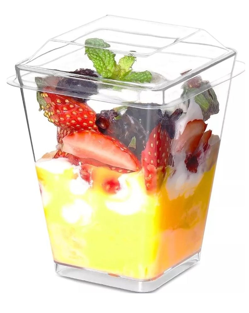 10 Vasos Para Postres Set De Vasos Shot Postres C/tapa 110ml-0