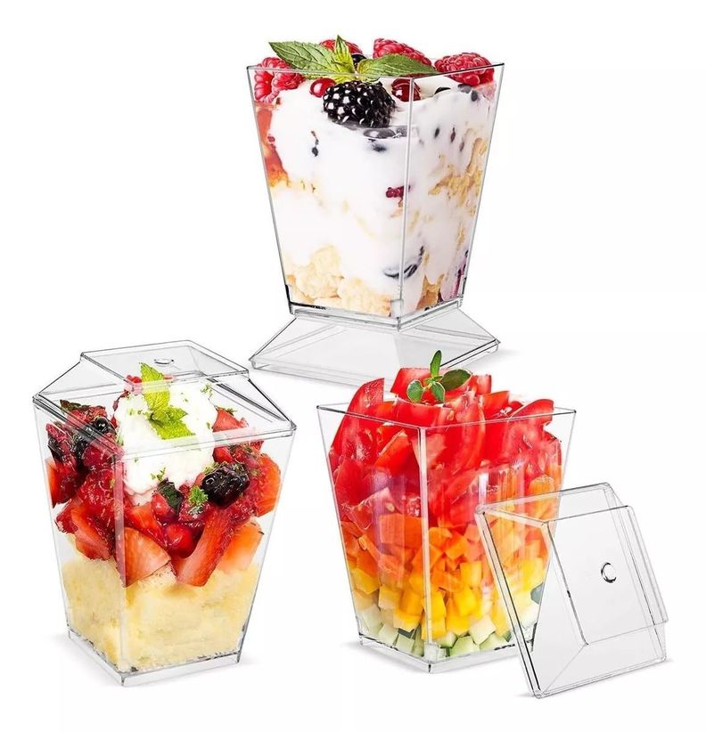 10 Vasos Para Postres Set De Vasos Shot Postres C/tapa 110ml-1