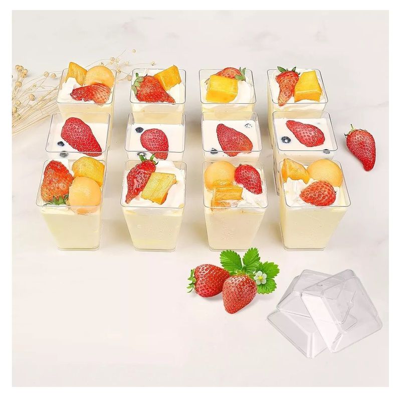 10 Vasos Para Postres Set De Vasos Shot Postres C/tapa 110ml-4