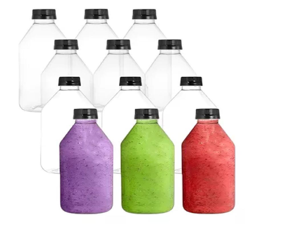 12 Botellas Con Tapa Botellas Plasticas Transparentes 1000ml-0