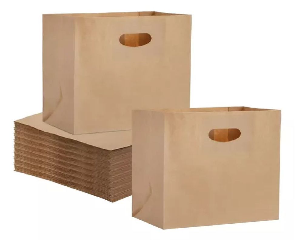25 Bolsas Papel Kraft Bolsas Papel Bolsa Con Manilla 28x28cm-0