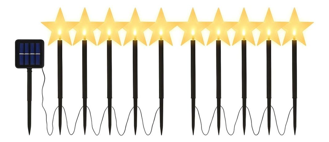 10 Guirnalda Solar Guirnaldassolares Lampara Jardin Estrella Amarillo