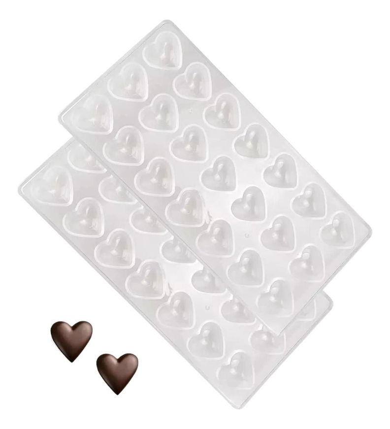 Pack X2 Molde Chocolate Molde De Chocolate Acrilico Corazón Gris