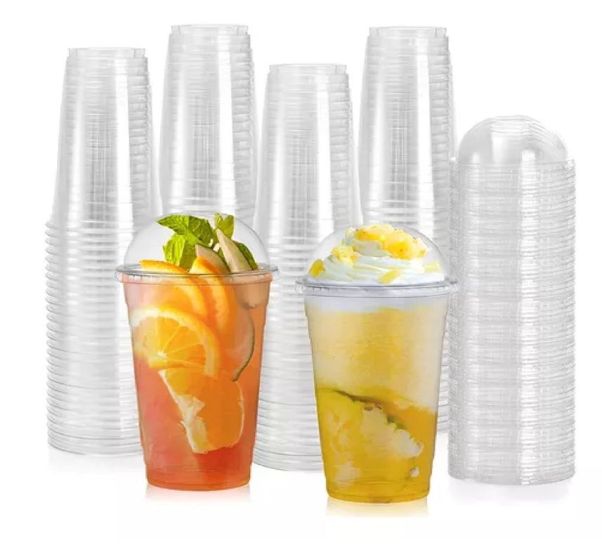 200 Vasos Plasticos Desechables Vaso Tapa Domo Con Hoyo 24oz-0